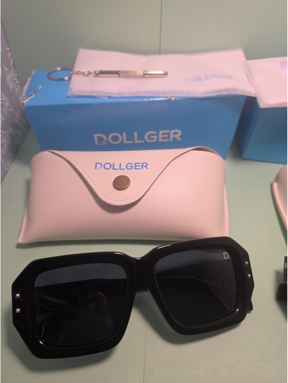 (2) New Pair's Retro Oversized Dollger Square Sunglasses Shades Black - Picture 3 of 8